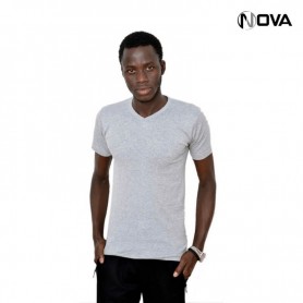 Sous Vetement En Coton Avec Manches Col V Gris TSH153