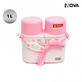 Gourde enfant double compartiment rose GDE242