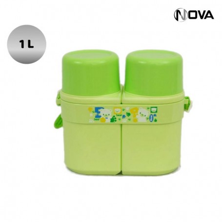 Gourde enfant double compartiment vert GDE244