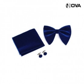 Coffret Noeud Papillon en velour bleu CVT188