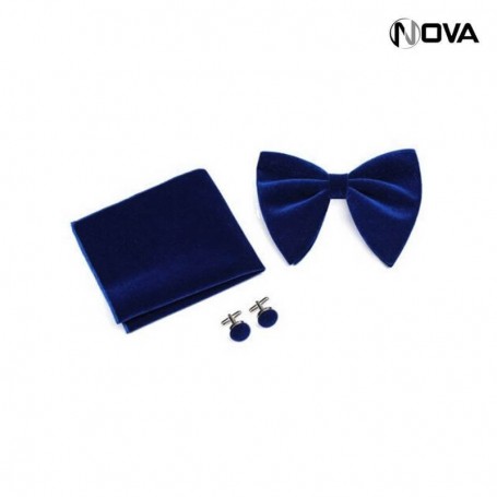 Coffret Noeud Papillon en velour bleu CVT188