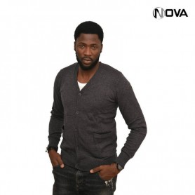 Pull Gilet en coton avec fermeture boutons Col V PUL120