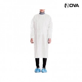 Surblouse Jetable Blanc avec Liens et Poignets élastiqués HGN42