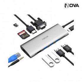 Adaptateur Wiwu 11 en 1 avec USB C RJ45 HDMI VGA 4USB ALPHA