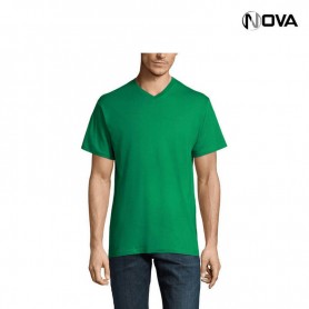 Tshirt Uni SOLS Coton Premium Col V Vert Prairie TSH427