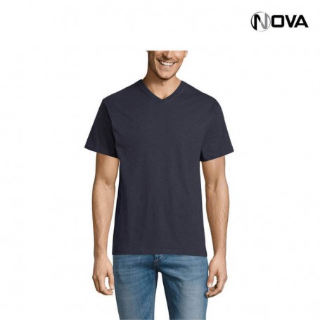 Tshirt Uni SOLS Coton Premium Col V Marine TSH431