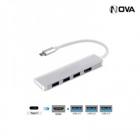 Adaptateur USB-C 4 en 1 avec Sortie HDMI 4K 3 Ports USB 3.0 HUB5