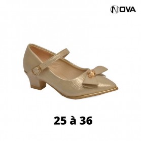 Chaussure Enfant Talon Avec Strass Beige CDF230
