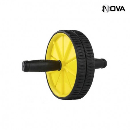 Roue Abdominale Double Roue YARNOW - Équipement De Fitness Jaune Pour Renforcer Les Abdominaux - Idéale Pour Hommes Et Femmes - Dimensions 14x20 Cm - Parfaite Pour Le Sport à La Maison
