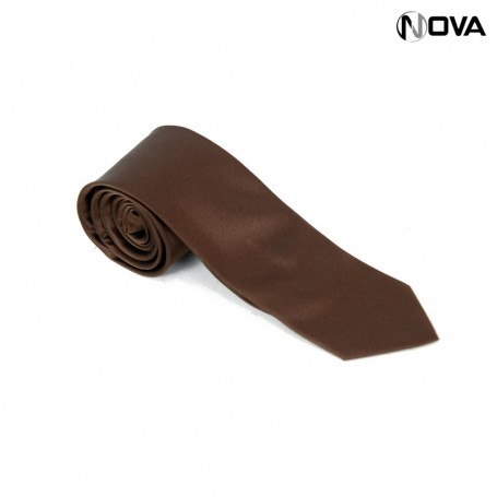Cravate unie marron CVT07