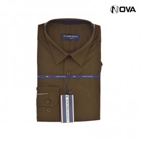Chemise Unie Brown Homme Manches Longues CHM692