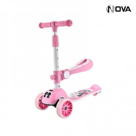 Trottinette 3 Roues Fille 2 en 1 Antiderapant Guidon Ajustable GME66