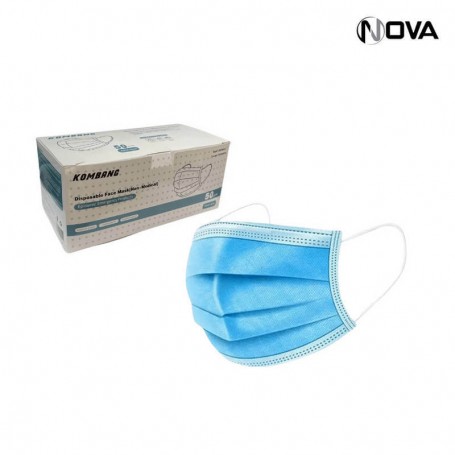 Boite de 50 Masques Chirurgicaux Certifiés 3 Plis Bleu HGN145