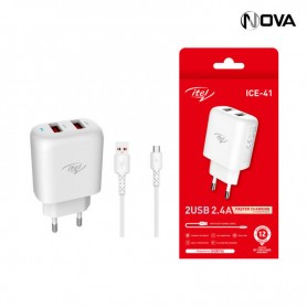 Itel Chargeur 2USB Charge Rapide Avec Cable Micro USB ICE41