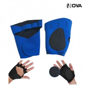Paire Gants Mitaines Protege Main Doigt Sport Neoprene Bleu SPT412