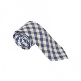 Cravate avec rayures bi color blanc bleu CVT314