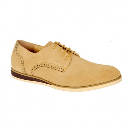 Chaussure de ville en daim beige pour homme au style casual