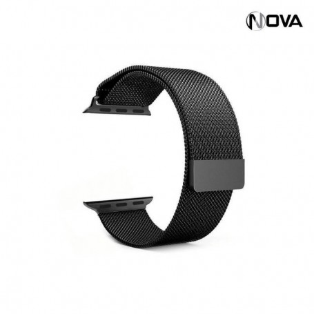 Bracelet Maille Milanaise Acier Inoxydable 42mm et 44mm Noir BCT1