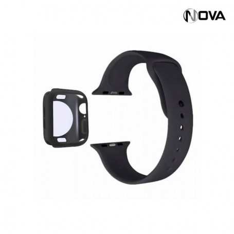 Bracelet Silicone SmartWatch Etui Protection 2 en 1 44mm Noir BCT3
