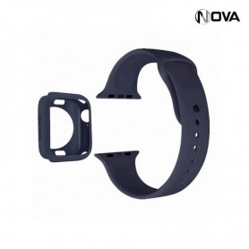 Bracelet Silicone SmartWatch Etui Protection 2 en 1 44mm Bleu BCT4