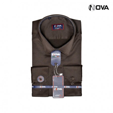 Chemise Homme Manches Longues Premium Uni Marron CHM764