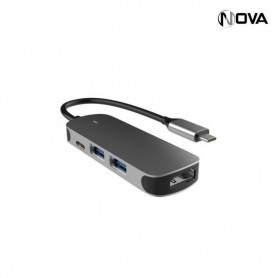 HUB USB C 4 en 1 Interface 2 x USB 1 x HDMI 1 x USB C Charge BX4H