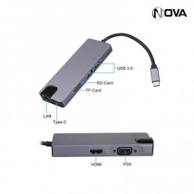 Adaptateur 8 en 1 USB Type C vers HDMI VGA Ethernet RJ45 Macbook H14