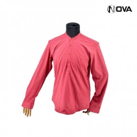 Chemise col mao - homme - manches longues - rouge - CHM858