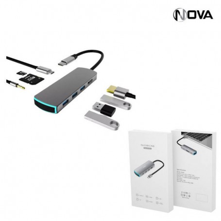 Convertisseur 8 en 1 USB-C Hub - Multi fonction - BASIX MATE8