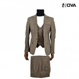 Ensemble Costume 3 pièces avec Gilet - carreaux - CTM253