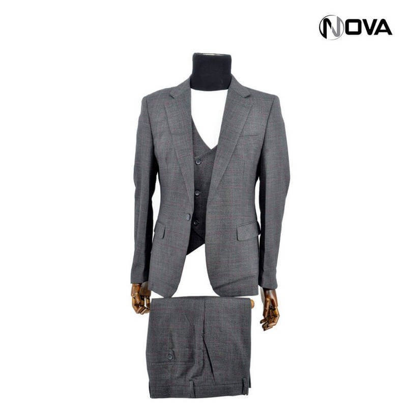 Costume 3 Pièces Garçon - Slim Fit - Veste, Pantalon, Gilet - Gris - Taille 16 Ans - Mariage, Cérémonie