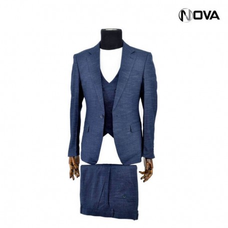 Ensemble Costume 3 pièces avec Gilet - Bleu - CTM269