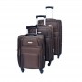 Lot 3 Valises Souples - 4 roulettes pivotantes - Marron - VLS303