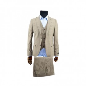 Ensemble Costume 3 pièces avec Gilet - Beige - Haut de gamme - CTM302
