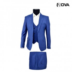 Costume 3 pièces - Veste - Pantalon - Gilet - Bleu - CTM308