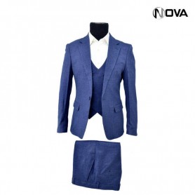 Costume 3 pièces - Veste - Pantalon - Gilet - Bleu - CTM310