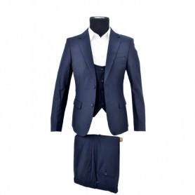 Costume 3 pièces - Veste - Pantalon - Gilet - Bleu - CTM320
