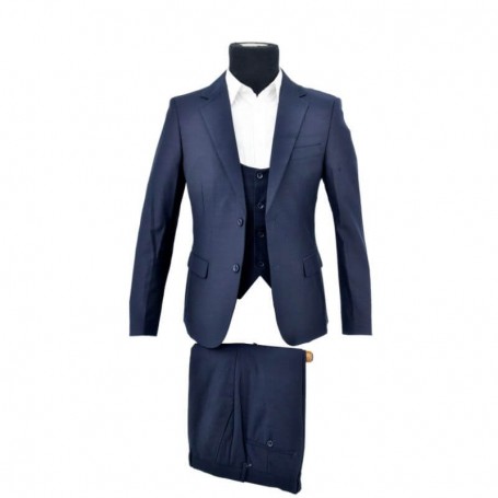 Costume 3 pièces - Veste - Pantalon - Gilet - Bleu - CTM320