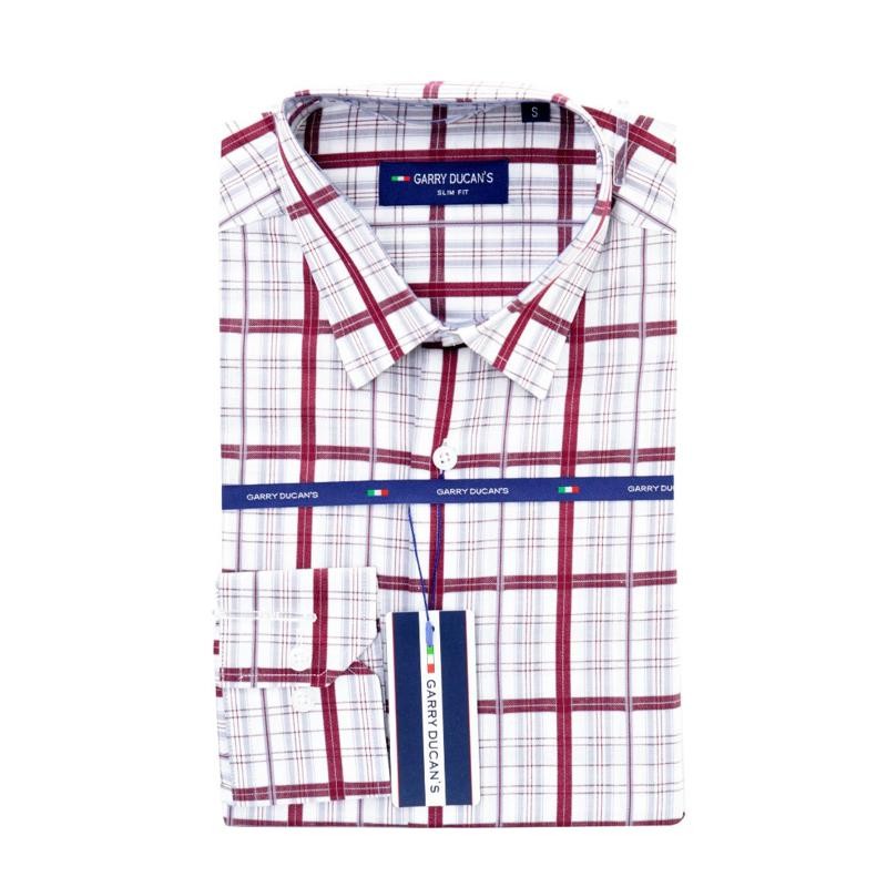 Gant Chemise Homme XL Marron Carreaux Fitted Popeline Manches Longues Coton