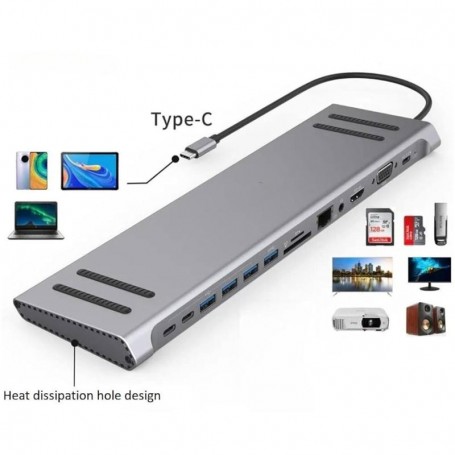 Station d accueil Hub Multifonction 14-en-1 USB Type-C - 9199A