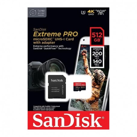 SanDisk 512 Go Extreme Pro Carte microSDXC - Adaptateur SD - KEY120