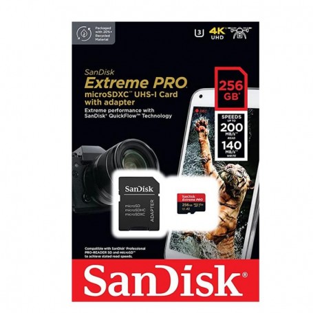 SanDisk 256 Go Extreme Pro Carte microSDXC - Adaptateur SD - KEY121