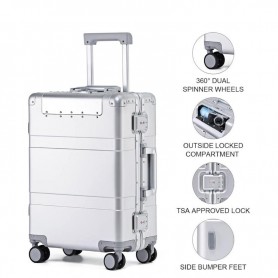 Valise rigide en aluminium - 61 cm - 24 pouces - 8 Roues pivotantes - VLS338