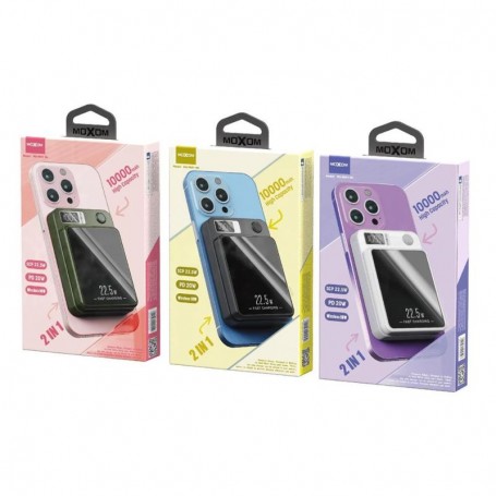 Wireless MOXOM Power Bank 2 en 1 Magnetic LCD PD 20W 10000mAh MX-PB91