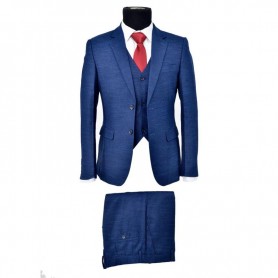Costume Bleu Texturé Élégance Moderne - CTM353