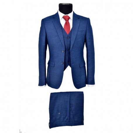 Costume Bleu Texturé Élégance Moderne - CTM353