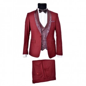 Costume Rouge Éclat et Gilet Pailleté - CTM355