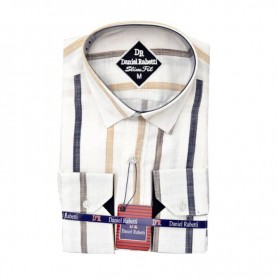 Chemise homme slim fit blanche à rayures bleues - CHM953