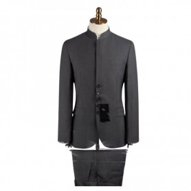 Costume Gris Col Mao - Élégance Moderne - CTM362