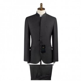 Costume Noir Col Mao Élégance - CTM364